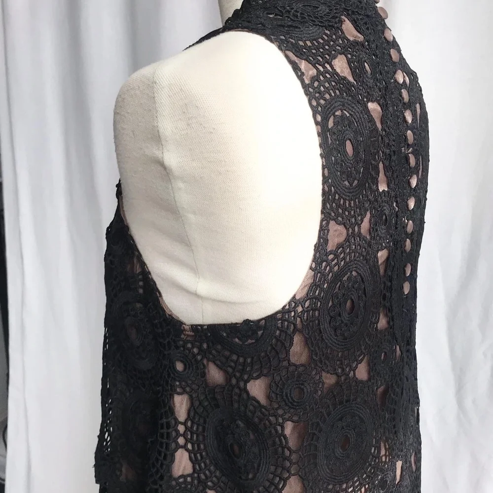 Free People black crochet layered dress Size 0 - Picture 4 of 10